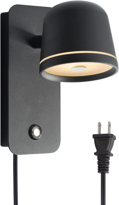 Aisilan LED Plug in Wall Sconce with Touch Dimmable Control Adjustable Wall Mounted Lamp Angle Anti-Glare Matte White Aluminum Bedside Reading Wall Lights for Bedroom Living Room