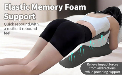 Memory Foam Wedge Pillow - Ergonomic Reading & Bed Wedge Pillow for Sleeping, Back Support, Acid Reflux, and Leg Elevation - Multi-Level Support with Removable & Washable Cover (Gray)
