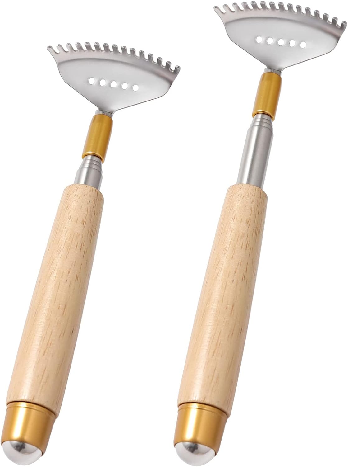 Large Back Scratcher, Body Scratcher for Adults Extendable Long 24Inch, Thick Wooden Handle Steel Massage Roller, Extra Wider Rake Claw, Sturdy Backscratchers Hand Massager Tool | Self Body Massage Tool