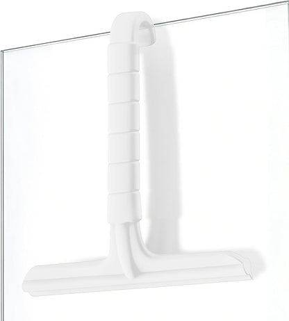 Roylvan Silicone Shower Squeegee for Glass Doors with Built-in Hook, Black | All-in-One Shower Squeegee with Ergonomic Grip, Household Window Mirror Cleaner for Bathroom Glass Kitchen Tile Wall Car