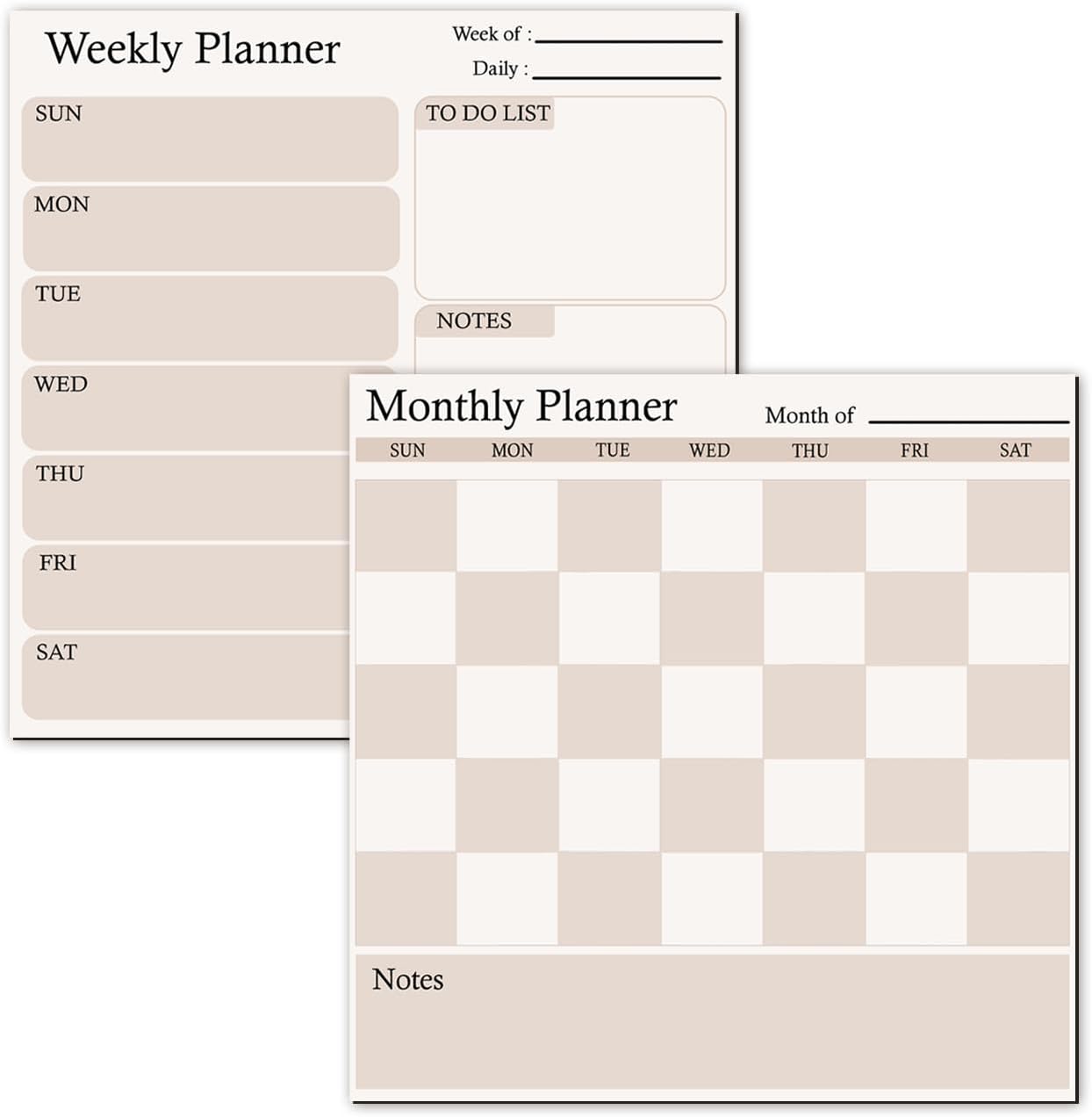 Fridge Calendar & Refrigerator Calendar Set, Magnetic Dry Erase Calendar Whiteboard with Monthly and Weekly Planner, Beige Checkered Fridge Calendar Magnet with 2 Markers and 2 Erasers
