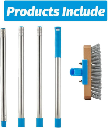 YONILL Grout Brush with Long Handle - Heavy Duty Grout Cleaner Brushes for Tile Floors, Swivel Stiff Bristles Floor Scrubber Cleaning Tool, Floor Scrub Brush for Shower, Kitchen, Baseboards and Corner