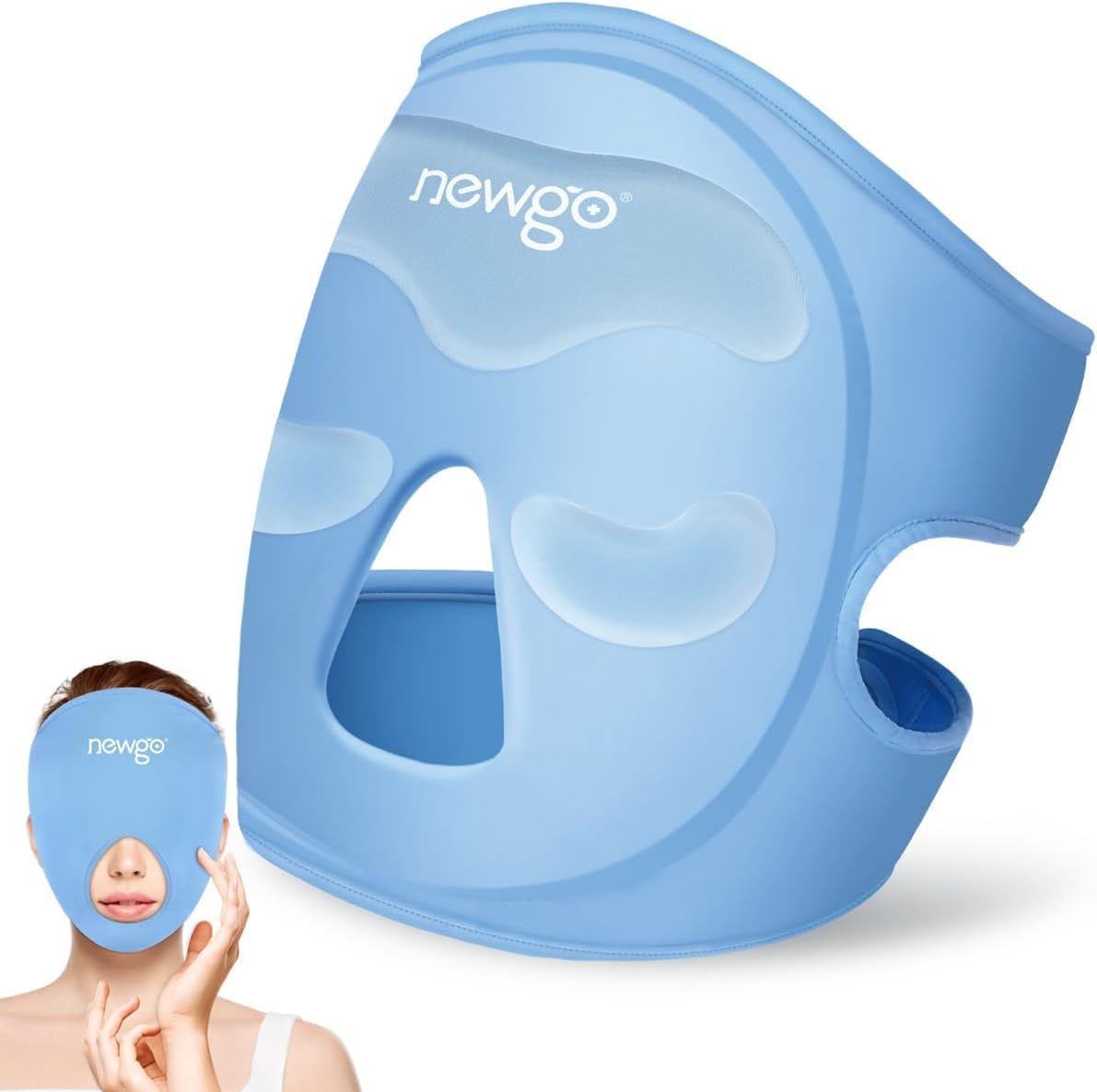 NEWGO Ice Face Mask & Cooling Eye Mask for Puffy Eyes | Thick Gel Pads in Forehead & Eye Zones, Hot/Cold Therapy for Migraine, Post-surgery Swelling, Allergy, and Headaches