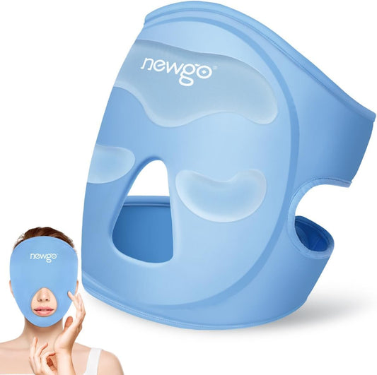 NEWGO Ice Face Mask & Cooling Eye Mask for Puffy Eyes | Thick Gel Pads in Forehead & Eye Zones, Hot/Cold Therapy for Migraine, Post-surgery Swelling, Allergy, and Headaches