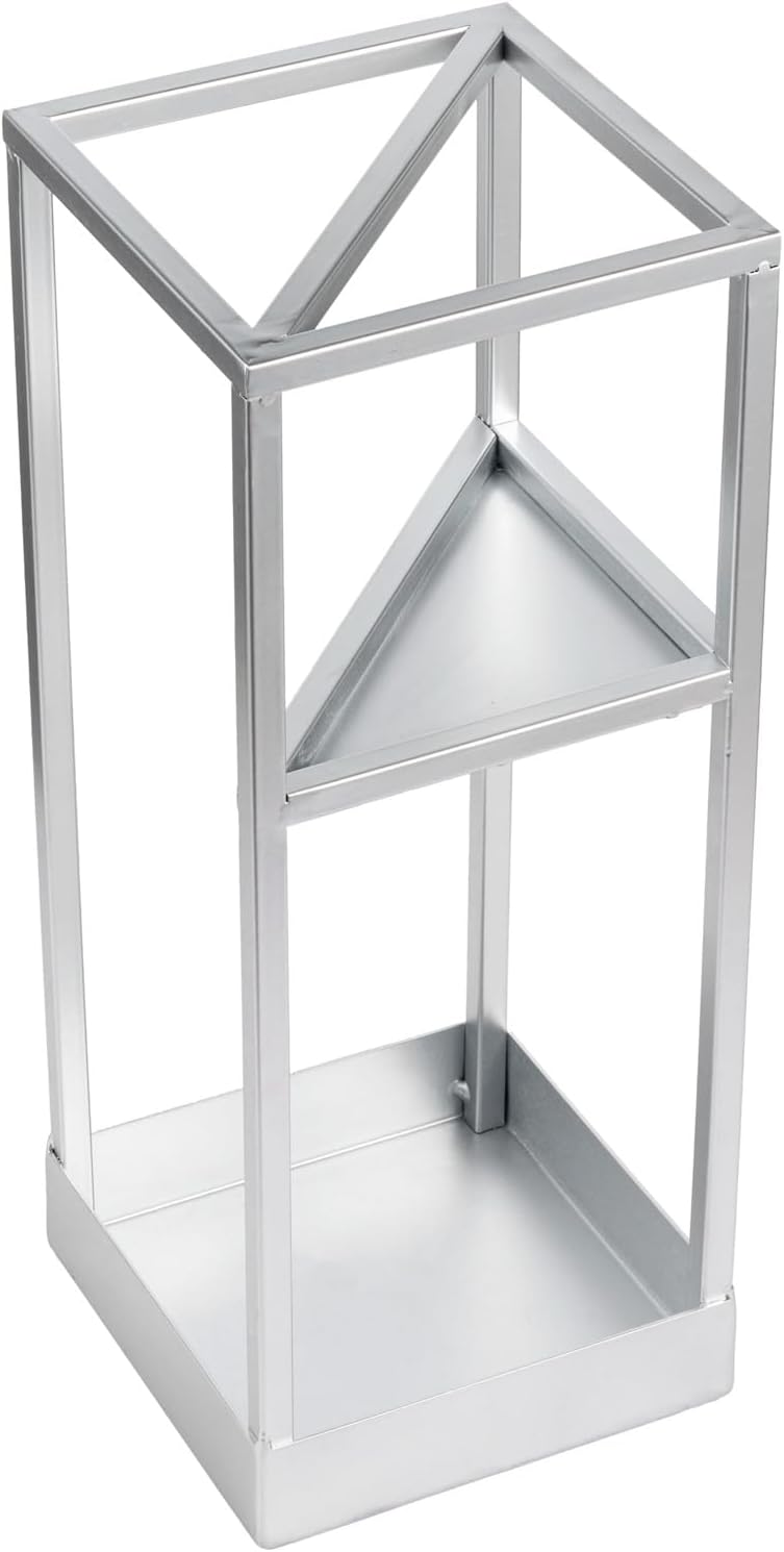 MyGift 20 Inch Brass Tone Metal Umbrella Stand with Drip Tray | Freestanding Rain Gear Storage - Long Short Umbrellas Canes Walking Sticks Entryway Lobby Office Floor Standing Drip Catcher