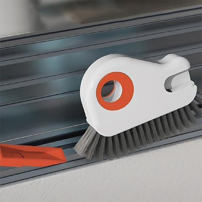 2 in 1 Groove Cleaning Brush, Window Track Cleaning Tools (Orange, 1pcs) | Multifunctional Hard Bristle Window Track Cleaner with Hidden Scraper