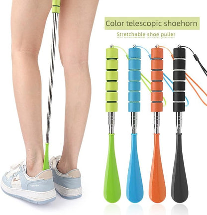 Shoe Horn Retractable Stainless Steel Long-Handle Foldable Shoe Puller for Seniors Extended Travel Pregnant Women 1 Pack