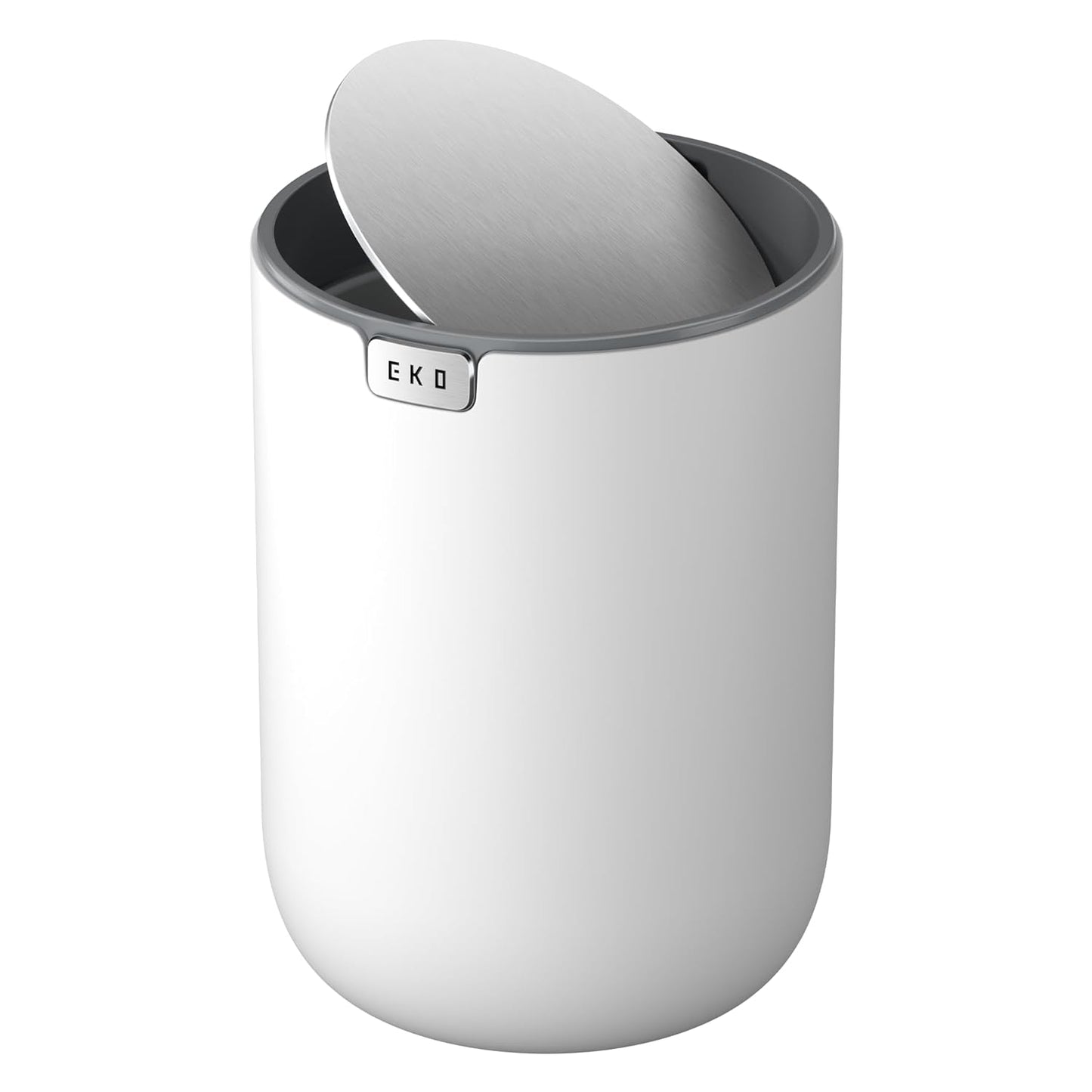 EKO Fandy 0.58 Gal/2.2L Mini Trash Can with Lid, Swing-Top Desktop Trash Can for Bathroom, Countertop, Vanity, Desk or Office, Small Garbage Bin (Blue)