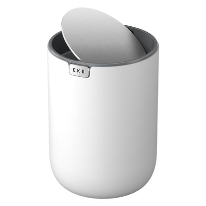 EKO Fandy 0.58 Gal/2.2L Mini Trash Can with Lid, Swing-Top Desktop Trash Can for Bathroom, Countertop, Vanity, Desk or Office, Small Garbage Bin (Blue)