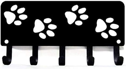 Walking Paws Key Rack Dog Leash Organizer - Large 9 inch | Made in USA. 5 Hooks. Wall Mounted