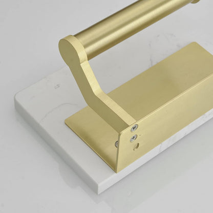 Hoimpro Toilet Paper Holder Wall Mounted, Marble Tissue Roll Rack | Brushed Gold | White Natural Marble Shelf Hand Paper Roll Holder, for Bathroom Kitchen Washroom Bedroom Aluminum