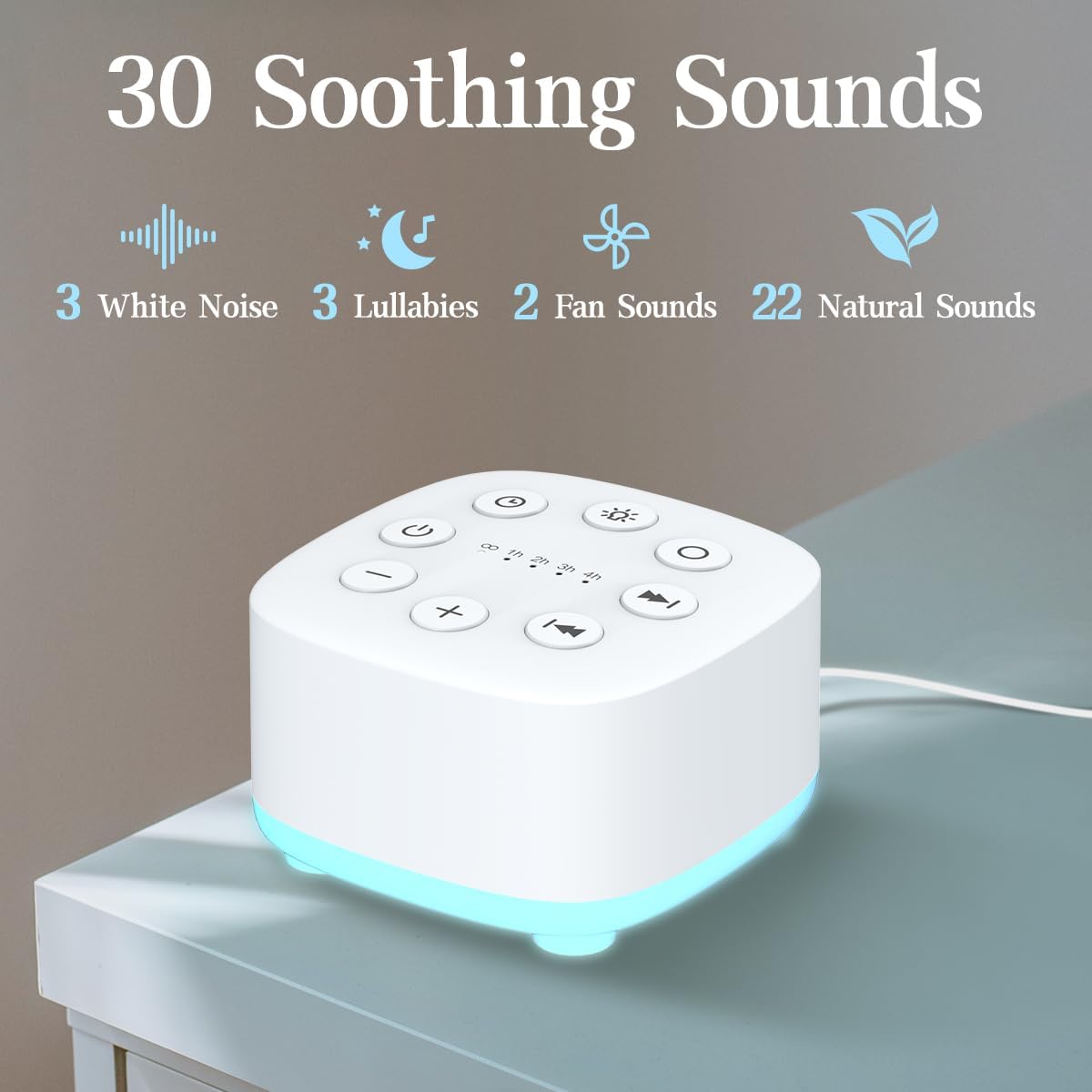 Meditation White Noise Sound Machine 30 Soothing Sounds with 32 Volume Control 12 Night Light 5 Timers Portable Sleep Machine for Travel Powered by AC or USB Sleep Therapy for Baby Kids Adults (Black)