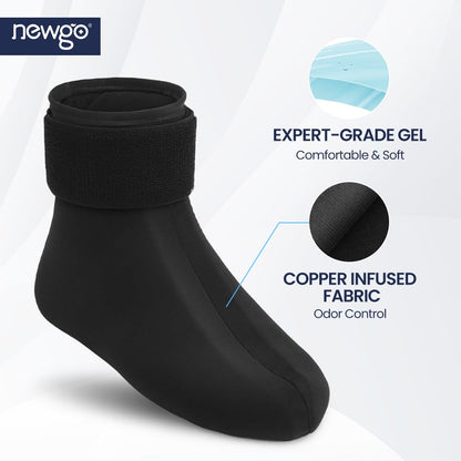 NEWGO Cold Therapy Sock, Ice Pack for Neuropathy & Plantar Fasciitis | Reusable Gel Ice Pack Wrap for Ankle & Foot, Full Foot Coverage, Soothes Neuropathy, Swelling, and Sprains, Single Unit