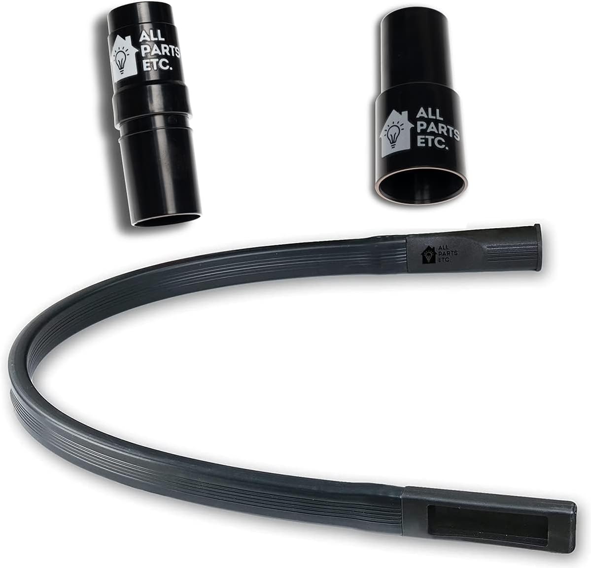 36-Inch Under Refrigerator Cleaning Tool, Flat Flexible Vacuum Crevice Attachment, 1.25” Fit with 1.5” & 1-3/8” Adapters, Black, for Appliances & Central Vacuums