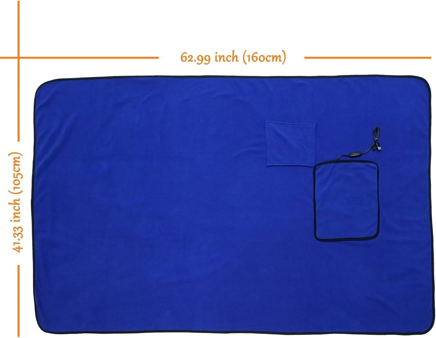 Kirkwood Kitchen Heated Blanket with USB Power, Soft Portable Outdoor Blanket, Stadium Blanket, Picnic Blanket, for Traveling, Camping, Hiking & Outdoor Activities or Wheelchair Use, Blue