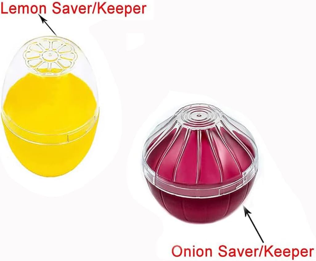 Onion Garlic Lemon Avocado Saver Storage Keeper Holder for Fridge, BPA Free Tomato Vegetable Shaped Food Saver/Storage Containers, 5-piece Set Bundle