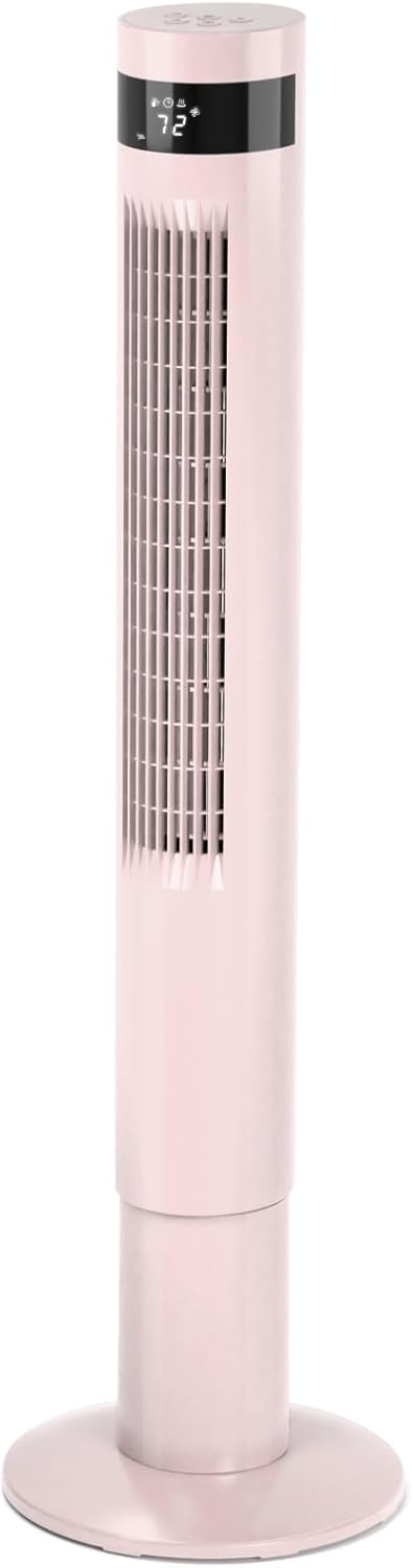 Antarctic Star Tower Fan 85°Oscillating Fan Quiet Cooling 12H Timer Remote Control Bladeless Electric 3 Speeds Wind 3 Modes, 42INCH, PINK
