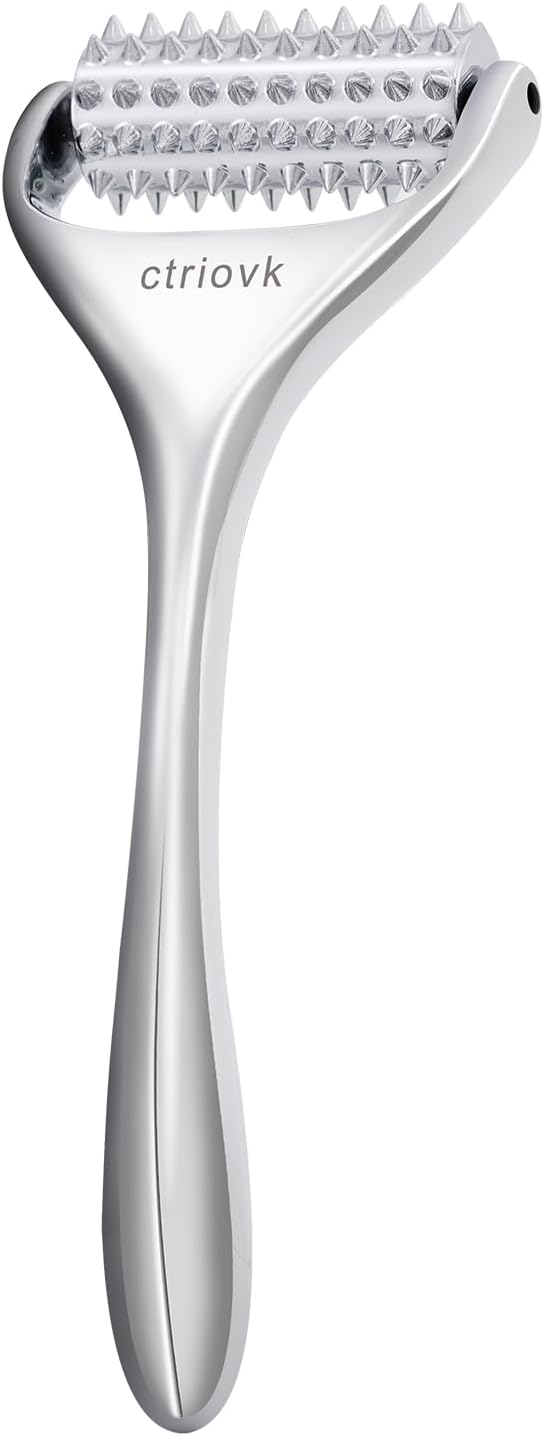 Acupuncture Massage Roller with Acupressure Spikes Roller Massager | Stainless Steel Massage Tool Face Roller, Back & Leg, Finger & Foot Roller, Spiky Massage Roller for Muscle Rolling Massage