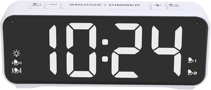 Extra Dual Alarm Clock with Bed Shaker LED Display Bed Shaking Alarm Clock Snooze Function for Heavy Sleepers