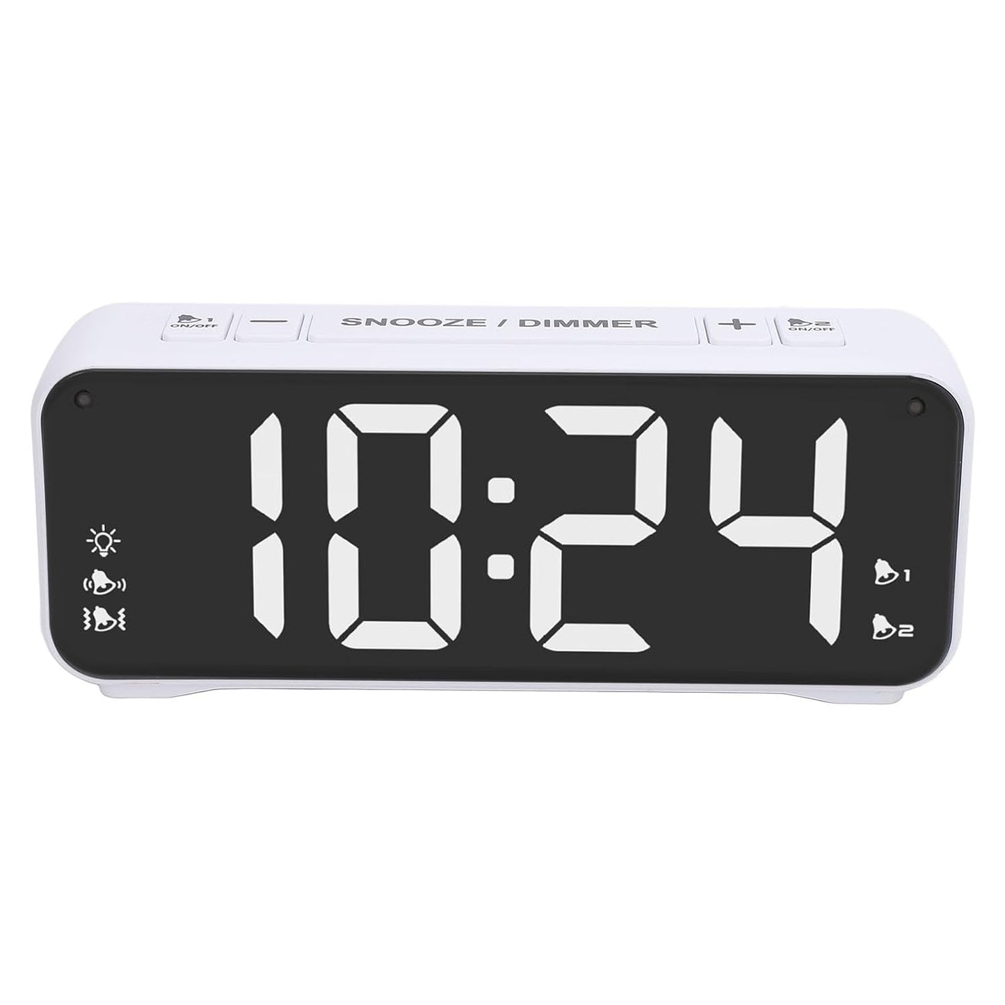 Dioche Extra Loud Dual Alarm Clock with Bed Shaker Powerful Vibrating Alarm Clock for Heavy Sleepers Large LED Display Adjustable Brightness Snooze Function ABS Material