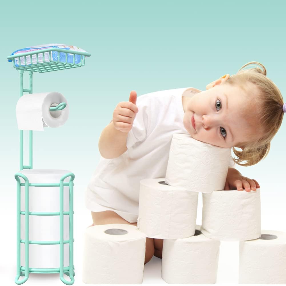 Toilet Paper Holder Stand Tissue Paper Roll Dispenser with Shelf for Bathroom Storage Holds Reserve Mega Rolls-Bronze