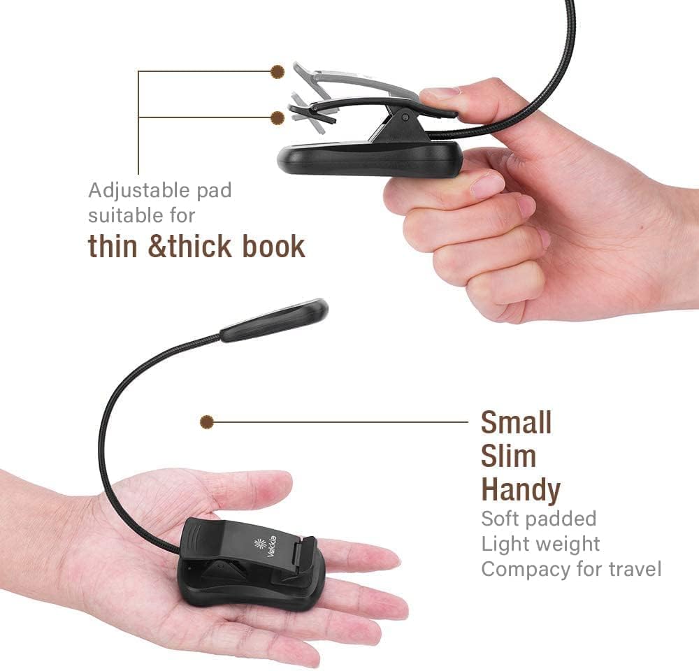 Vekkia 3000K Warm LED Rechargeable Book Light