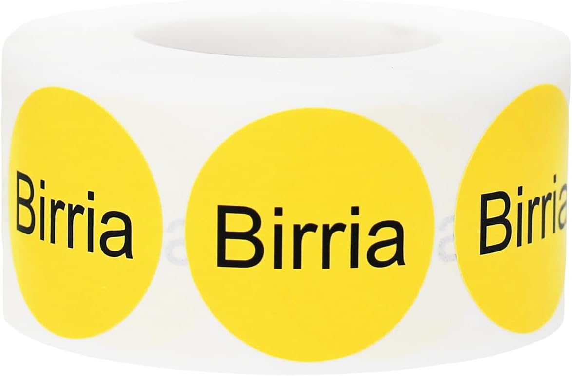 Yellow with Black Carnitas Circle Dot Adhesive Stickers, 1 Inch Round Labels, 500 Total Stickers