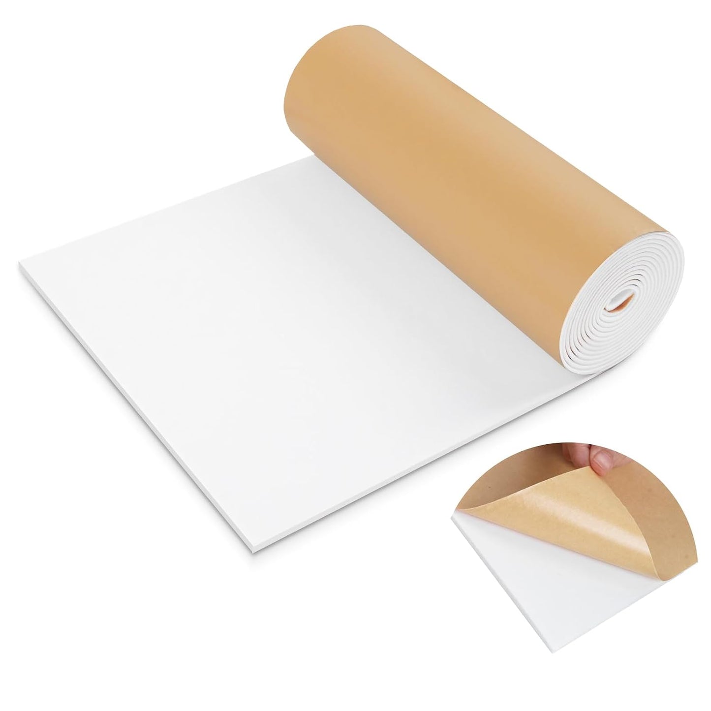 LSGCQ Sponge Neoprene Foam Padding Self Adhesive Foam Sheets, White | Closed Cell Foam Sheet Neoprene Rubber Pad for DIY Gaskets Shock Pads Liner Crafts, 12" Wide x 1/8" Thick x 59" Long