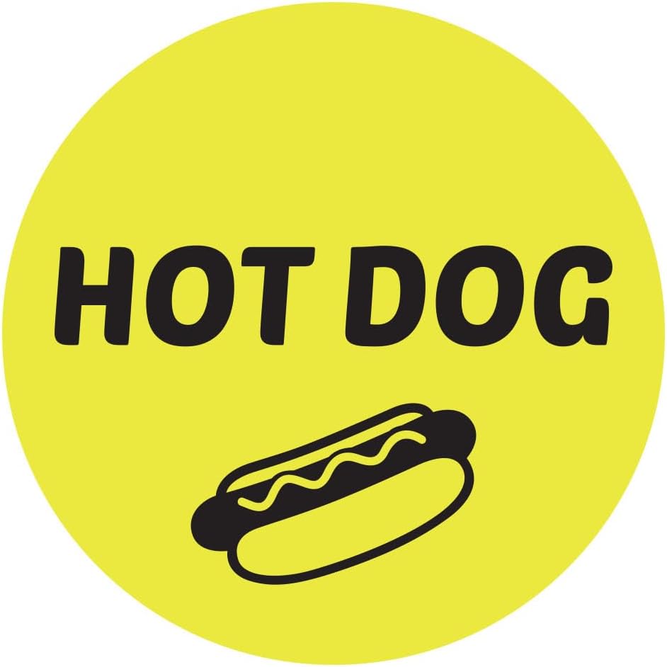 Ham & Cheese Stickers - 1 Inch Round Circle Food Labels in Bright Yellow for Restaurant Deli Food Truck Supermarket Grocery Store Stickers Food Menu Meal Choice Sticker Package Label - 300 Labels/Pack