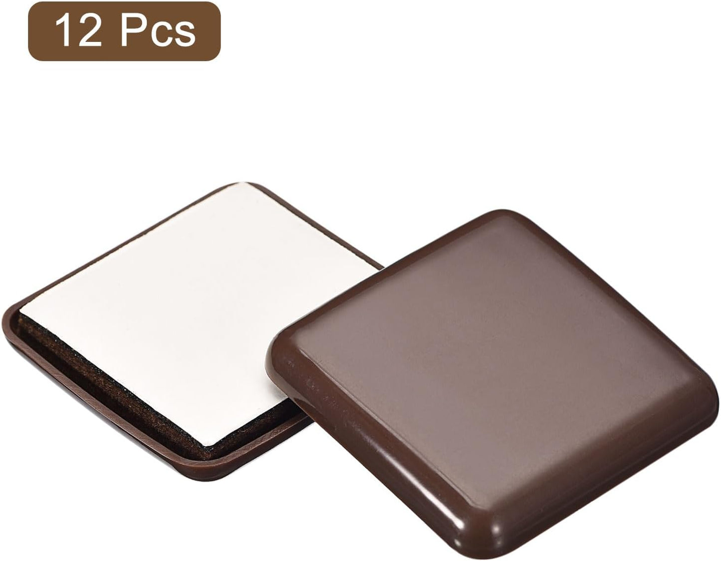 uxcell Furniture Sliders, 8Pcs 2" - Plastic Self-Adhesive Square Sliding Pads, Chair Glides for Carpeted Tile Vinyl Hardwood Floors (Brown)