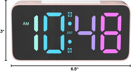 Cadmos 110dB Extra Loud Alarm Clock for Heavy Sleepers Adults, Digital Clock with 7 Color Night Light, RGB Display, Dual USB Charger, Small Clocks for Bedrooms, Kids, Teens (White+RGB)
