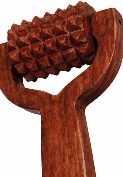 Wooden Massage Tool Set with Handheld Massage Roller, Wooden Meridian Massage Sticks, Mushroom Massage Tool and Finger Massage Rings | Manual Body Massage Kit | 6 Piece Set