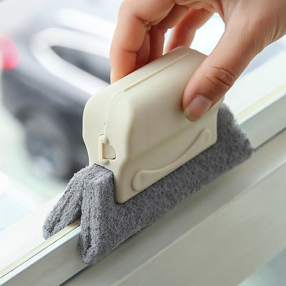 Window Track Cleaning Tool Set, 4Pcs Washable Sponge Brushes with Corner Scraper & Detachable Head, Deep Clean for Window Grooves, Sliding Doors, Tile Grout, Air Vents & Keyboard Gaps