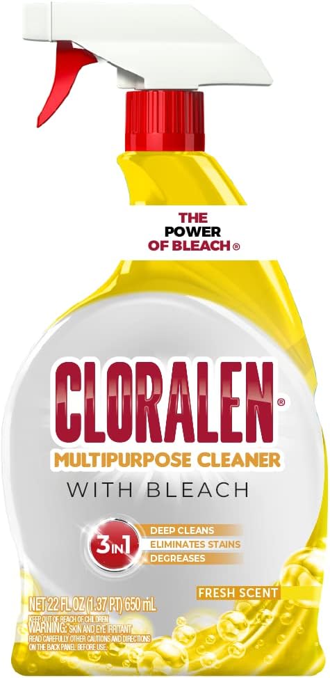 Cloralen All Purpose Cleaner with Bleach Spray - 32 fl oz - Fresh Scent | 3-in-1 Multipurpose Cleaner Spray - Deep Cleans, Eliminates Stains & Degreases