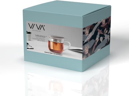 VIVA Minima Balance Glass Tea Cup with Infuser and Lid, 17oz, Clear Bamboo