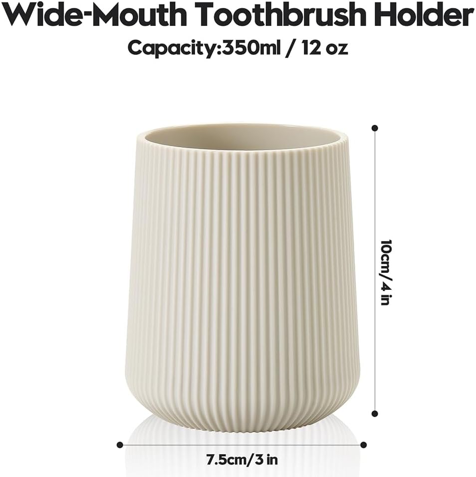 YAUKPH Black Striped Toothbrush Holder | for Electric Toothbrushes Bathroom Organizer Cup for Toothpaste Kids & Adults
