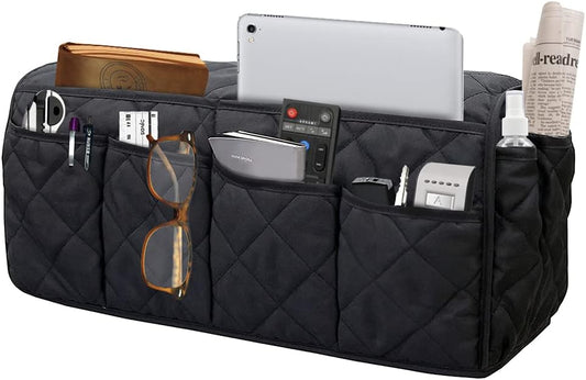 Armchair Caddy for Recliner - Sofa Armrest Organizer with 14 Pockets | Waterproof Remote Control Holder for Recliner, Non-Slip Chair Arm Storage for TV Remote, Phone, Books, Magazine, iPad