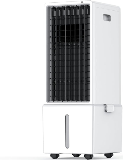 Portable Air Conditioners 4 Modes&3 Speeds,4 Ice Packs, Waterless Alert System, 12H Timer, Remote,1 Gal Detachable Water Tank, 70°Oscillation Windowless Evaporative Air Cooler for Room Office