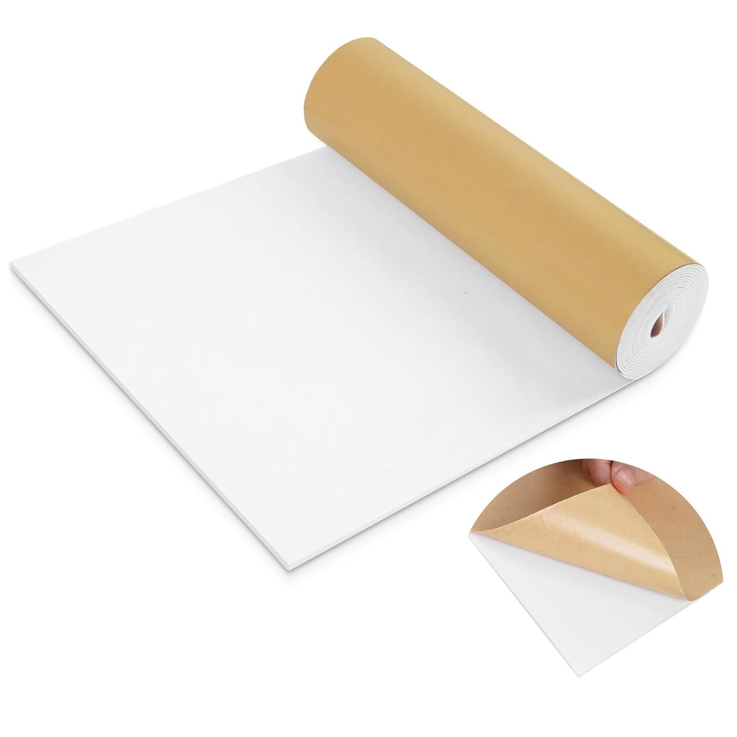 LSGCQ Sponge Neoprene Foam Padding Self Adhesive Foam Sheets, White | Closed Cell Foam Sheet Neoprene Rubber Pad for DIY Gaskets Shock Pads Liner Crafts, 12" Wide x 1/8" Thick x 59" Long