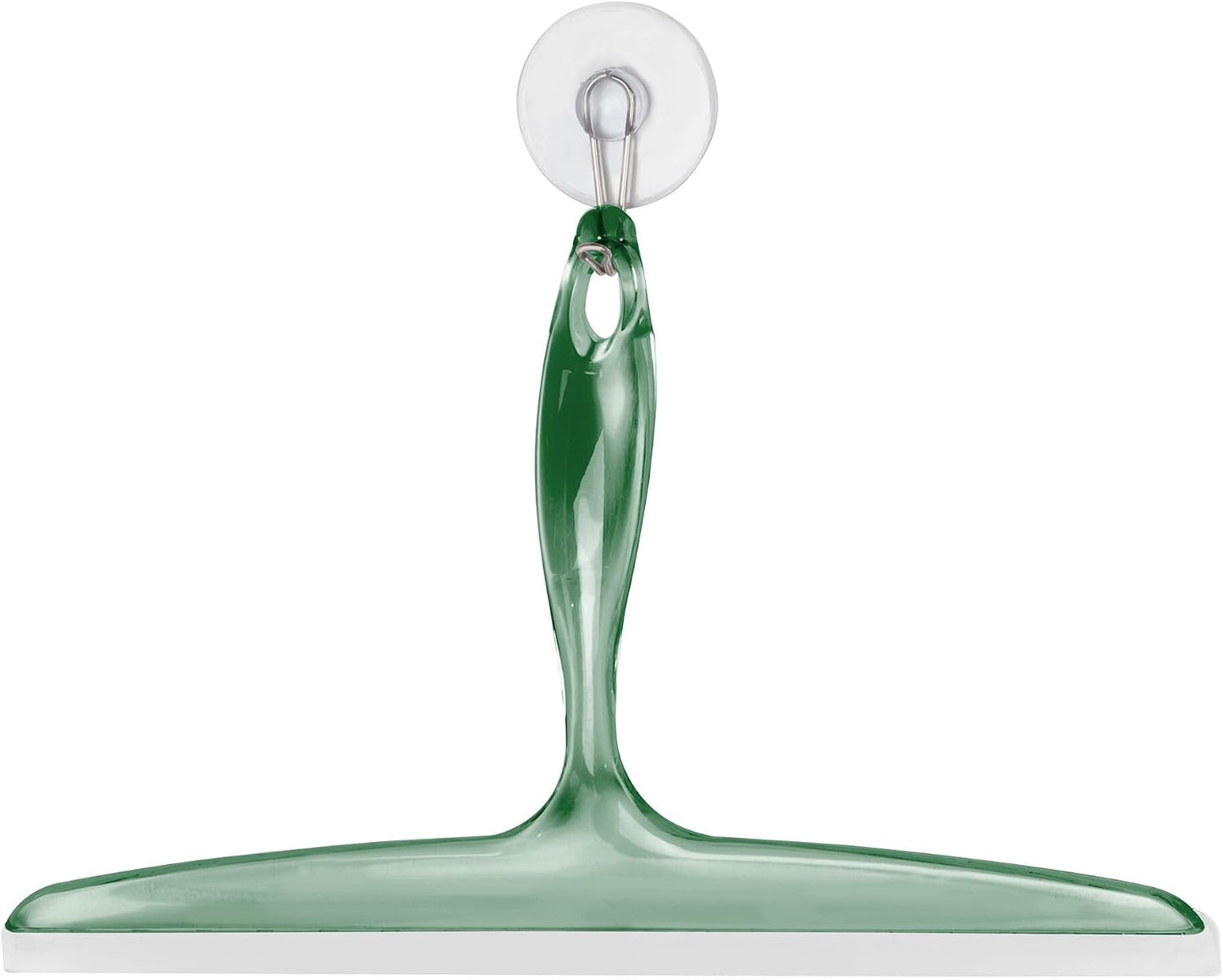 iDesign Plastic Bath Squeegee for Glass with Suction Hook Holder – 12", Clear
