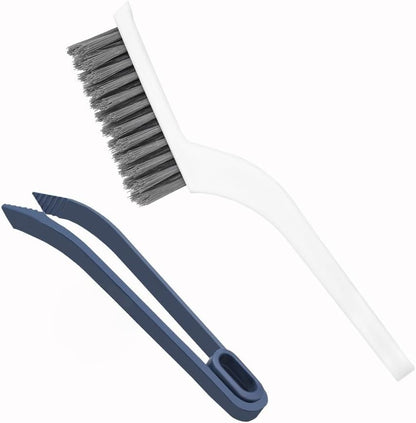 Grout Cleaning Brush with Adjustable Long Handle, V-Shaped Grout Scrub Brush for Tile Floors, 2 in 1 Stiff Bristle Scrub Brush for Crevice, Tile Line, Shower, Kitchen, Bathroom