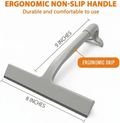 Shower Squeegee for Glass Doors, Hang Anywhere Silicone Shower Squeegee with Hook Design for Easy Hanging and Cleaning (Black)