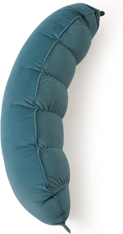 Peallow(Pat. Pend) – Long Round Body Pillow for Adults, Bolster Pillow for Sleeping, Soft and Supportive Pillow for Sleeping & Lumbar Support (Green-White, 29.5")