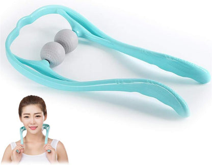 Neck Manual Massager, Portable Handheld Manual Neck Shoulder Massage Tool, Shiatsu Deep Tissue Pressure Trigger Point Neck Pain Relief Massage Roller Muscle Relaxation Massager for Home Office (Pink)
