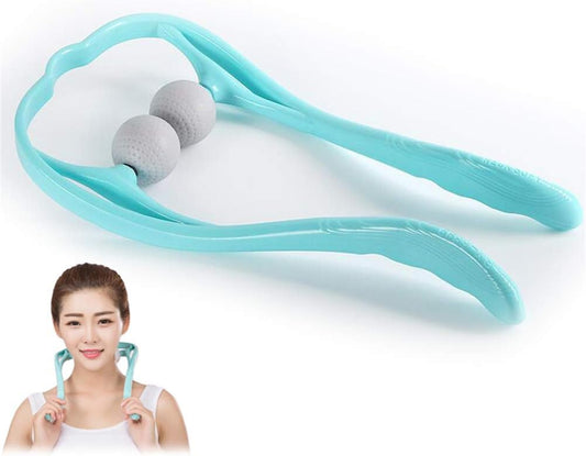 Neck Manual Massager, Portable Handheld Manual Neck Shoulder Massage Tool, Shiatsu Deep Tissue Pressure Trigger Point Neck Pain Relief Massage Roller Muscle Relaxation Massager for Home Office (Pink)