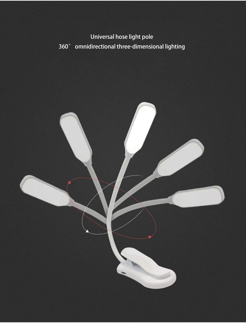 Rechargeable Book Light, Clip On Reading Light with Flexible Neck and Touch Button, Portable LED Reading Lamp for Bed, Night Reading, Travel, Study, Books and Magazines