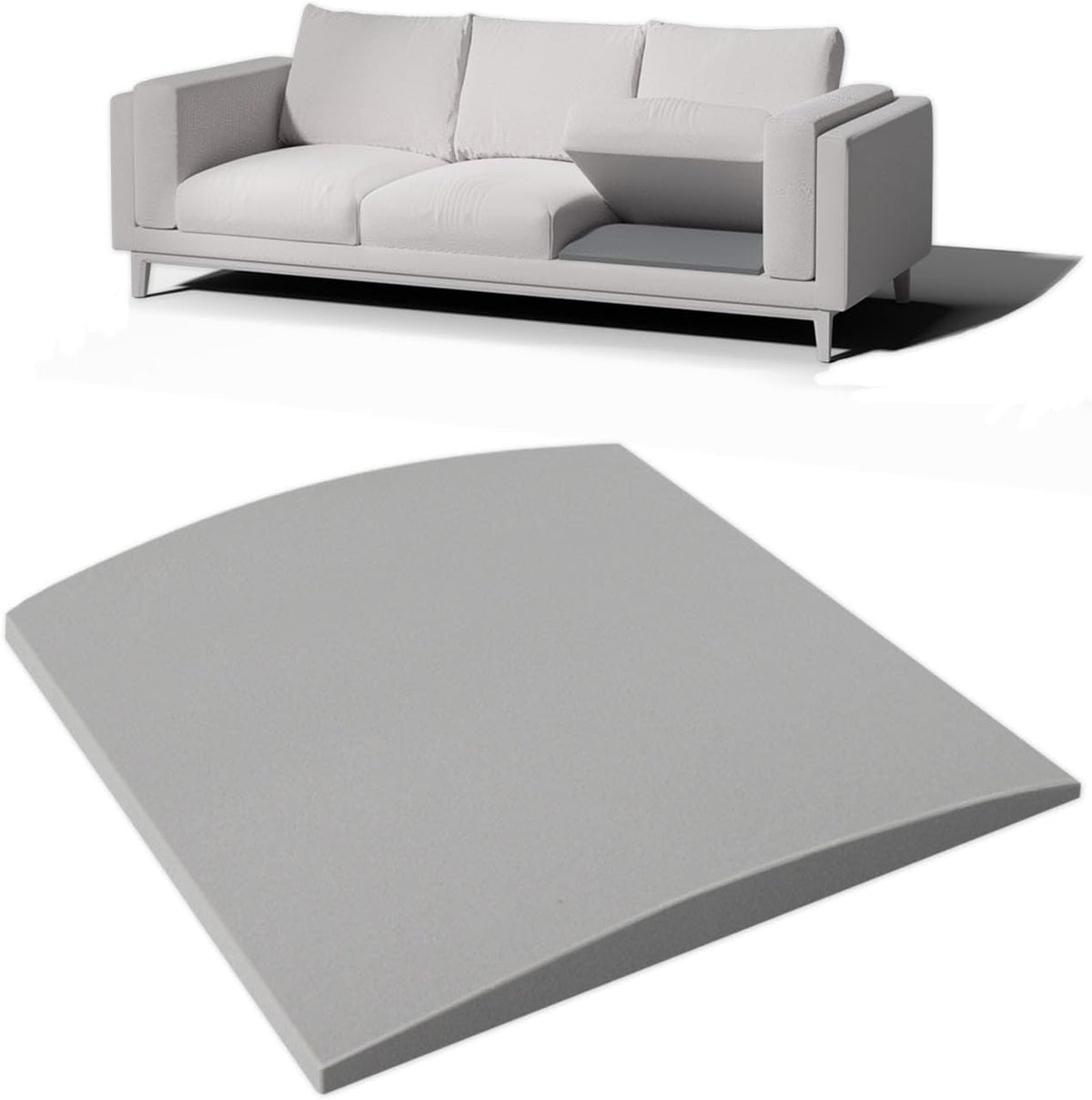 Couch Cushion Support for Sagging Seat, 20"x20"x2" 40D High Density Curved Foam Sofa Cushion Support, Under-Cushion Sag Repair,Grey Set of 3