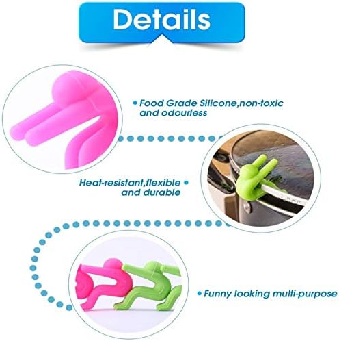 Spill Stopper, 4 Pack Creative Silicone Cooking Tools lid Spill Stopper Lid Cover For Pan Kitchen Tool (Green and Pink)