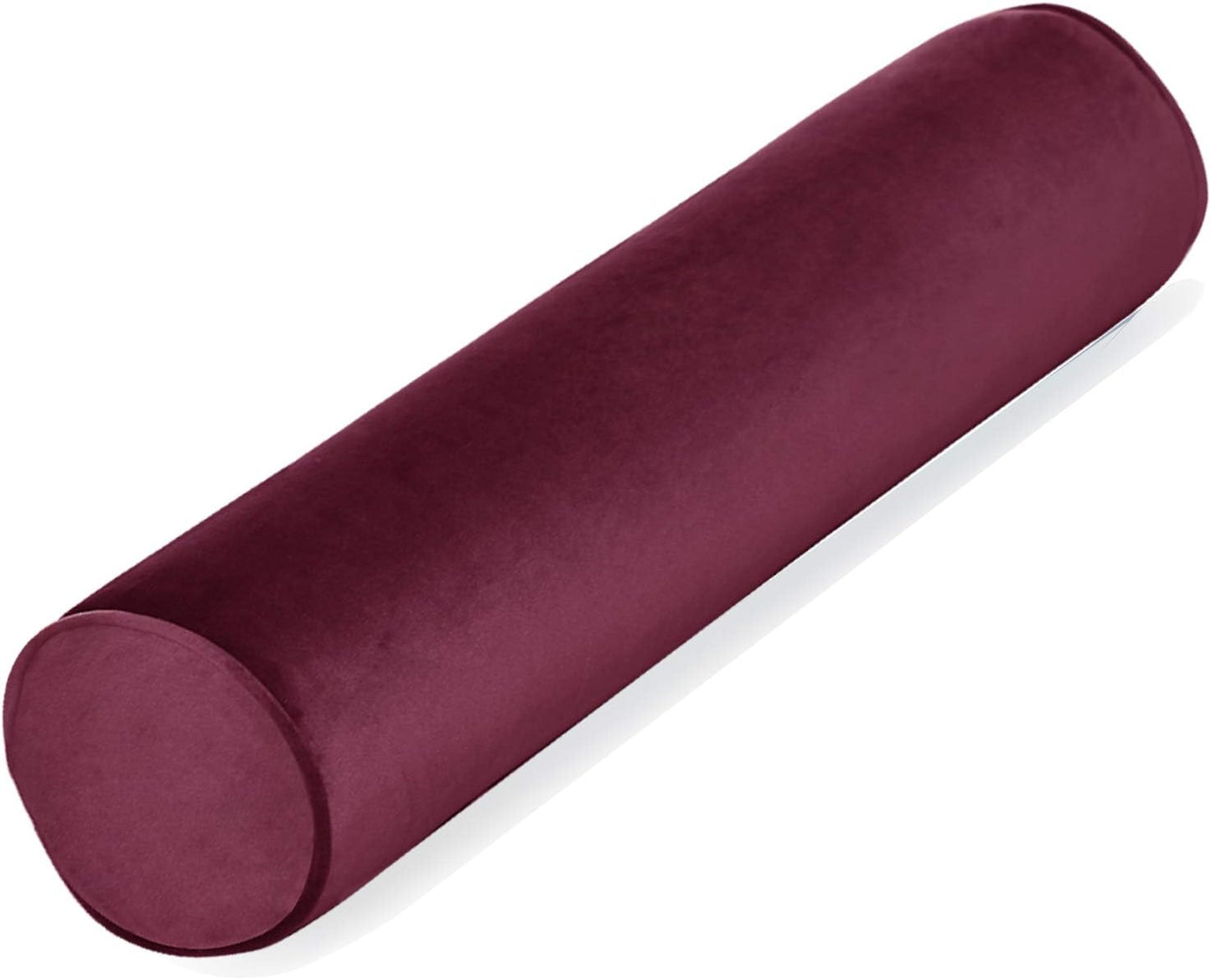 Tinbolunce Memory Foam Roll Pillow for Knee/Leg/Neck - Full Moon Bolster/Round Cylinder Pillow for Sleeping on Side or Back - Removable Cooling Cover Length 18" x 6" Diameter (Chocolate Brown)