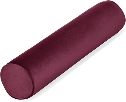 Tinbolunce Memory Foam Roll Pillow for Knee/Leg/Neck - Full Moon Bolster/Round Cylinder Pillow for Sleeping on Side or Back - Removable Cooling Cover Length 18" x 6" Diameter (Chocolate Brown)